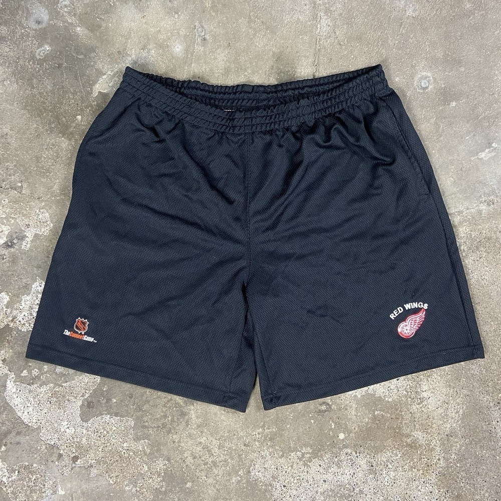 Detroit Red Wings Shorts Size XL Black The Coolest Game NHL Mesh Hockey Logo